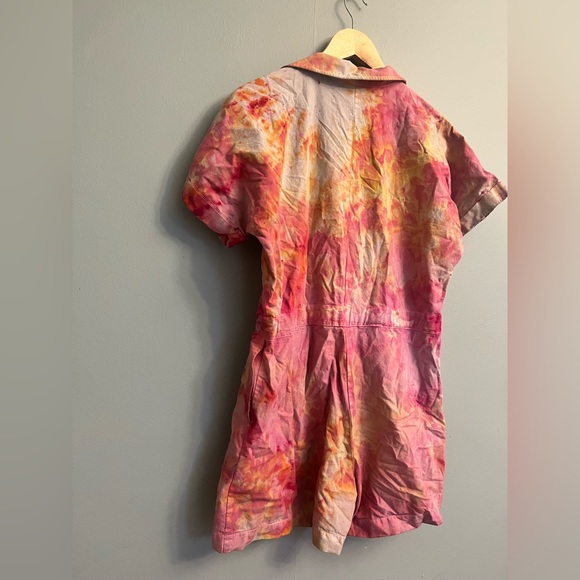 Tye Dye Button Up Utility Romper - Picture 5 of 10